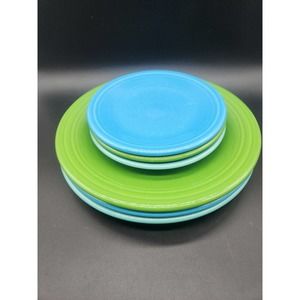 Set of 6 Fiesta Dinner Plates 10.5” & 7.25" Mixed Colors Lot Used Set Fiestaware